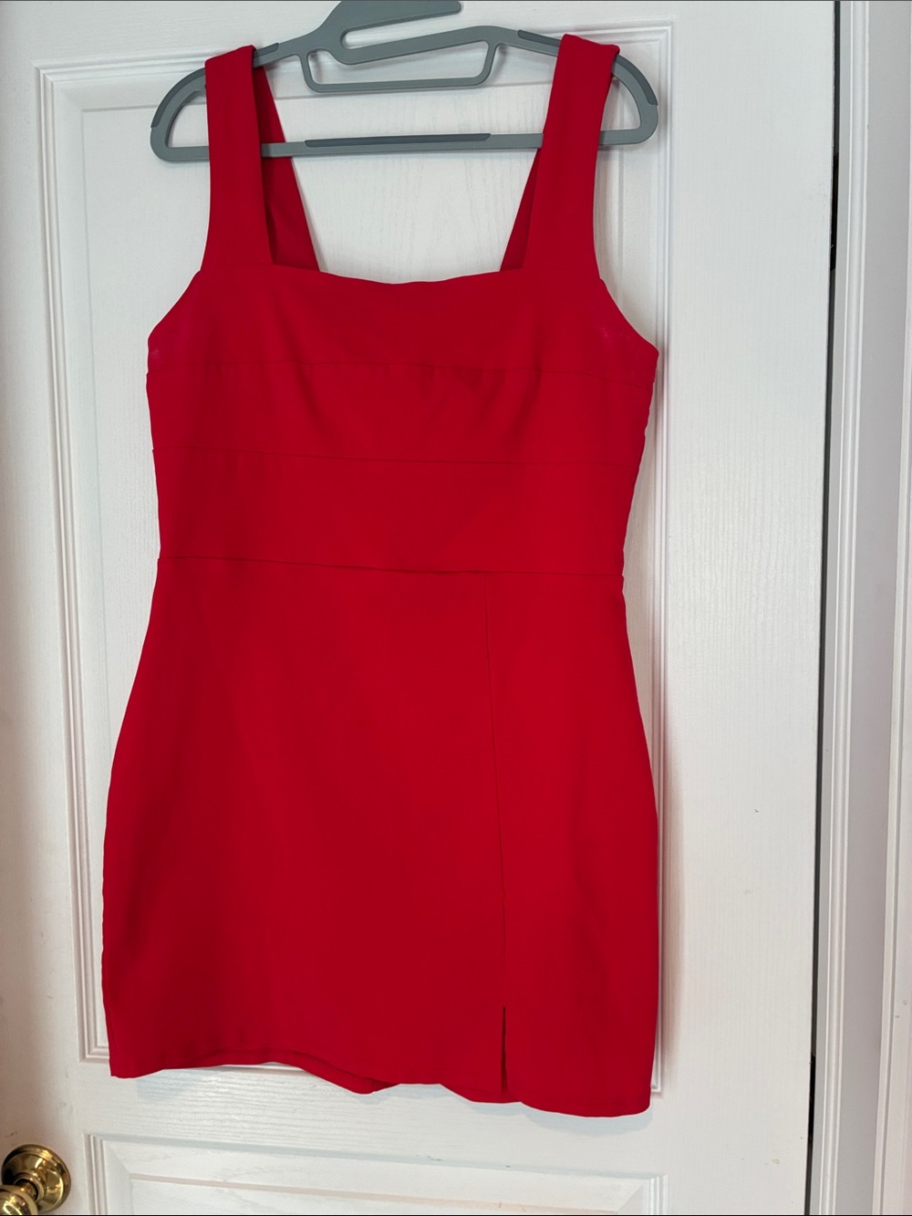 Trixxi Red Square-Neck Mini Dress with Wide Straps